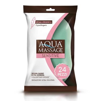 ARIX | 24 Spugne Bagno Extra-Morbida Ipoallergenica della Linea Aqua Massage Sensitive, Spugna Delicata a pori Finissimi, Ideale per Bambini - 24 Pezzi