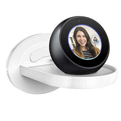 DAM. DMZ093WH Support Mural Universel pour Haut-parleurs intelligents Amazon Echo Dot (génération 2/3), Echo Spot, Google Home/Home Mini avec Organiseur de câbles Blanc