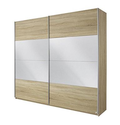 Rauch Fumo Quadra, armário de portas de correr (2 portas, corpo frontal de carvalho de sonoma, absetzung espelho, natureza, Breite 136 cm