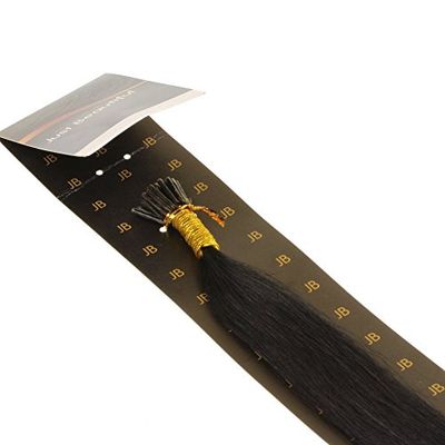 Just Beautiful Hair 50cm Micro Anello I-Stick Extensions Capelli Veri Remy Indiani, 1g - 1 nero, 1x100 ciocche