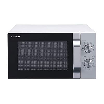 Sharp R204WA - Microonde Solo, 20 l, 800 W, 6 livelli di potenza, timer da 30 minuti a 00 secondi, colore: Bianco