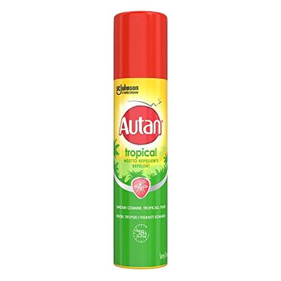 Autan Tropical Spray Insetto Repellente e Antizanzare Tigre, Comuni e Tropicali, 1 Confezione da 100 ml, Protezione di Lunga Durata