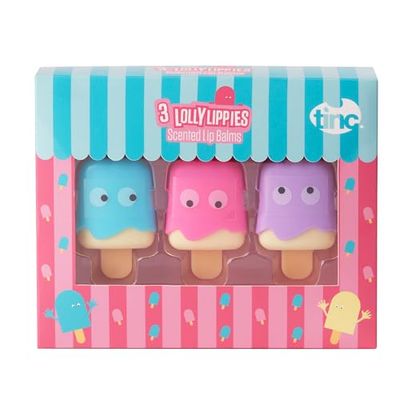 Tinc Lolly Balsami per labbra per bambini Profumi di design al gusto di ghiaccio, Caramella, Vaniglia, Rosa, Mantiene le labbra umide, Perfetto regalo per le feste, 3 gusti, Liplolmu rosa, 10,5 g, 3 pezzi