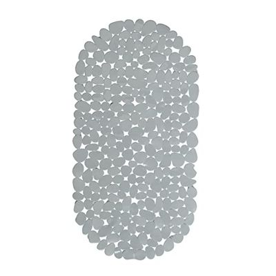 Relaxdays Tapete banheira antiderrapante, design de pedra, tapete de casa de banho ventosas, PVC, 1 unidade, 66,5 x 34,5 cm, cinzento