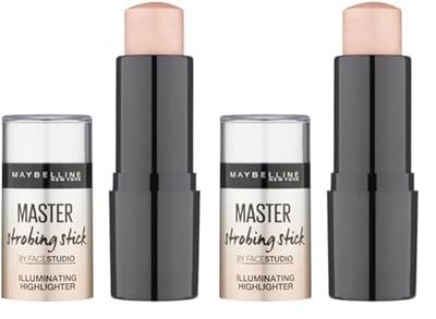Maybelline Master Strobing Stick Iluminador, Tono: 100 Light - 30 g (Paquete de 2)