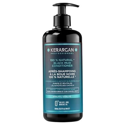 Kerargan - Revitalizing Conditioner with Dead Sea Black Mud - Vitality and Hydration for Oily Hair and Irritated Scalp - Purifies & Restores Elasticity - Sulfate, GMO, Mineral Oil-Free - 16.9 Fl oz