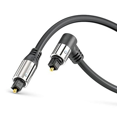 sonero® Premium optische Toslink-kabel, 20,0 m, vergulde contacten, 1 x 90° stekker, 360° draaibaar, zwart