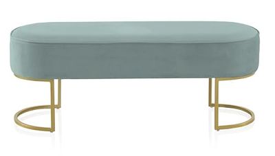 Bank bekleed met blauw fluweel, met gouden bodem