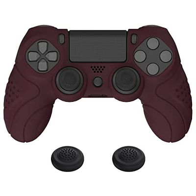 PlayVital Cover Joystick per ps4 Controller Custodia Skin Protettiva Silicone Antiscivolo per ps4 Slim Pro Joypad con Gommini Copri Levette Analogiche,Guardian Edizione,Rosso Vino