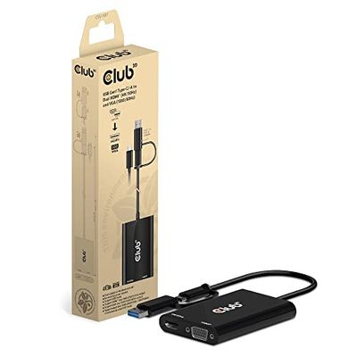Club 3D Adaptateur USB Gen1 Type-C/-A vers Dual HDMI™ (4K/30Hz) / VGA (1080/60Hz)