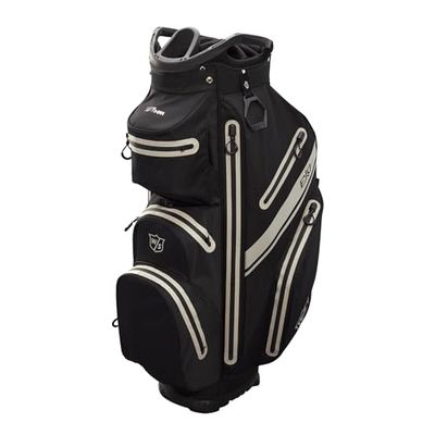 Wilson Sacca da Golf , W/S Exo Dry Cart Bag, Sacca Trolley per un Massimo di 14 Bastoni, Accessori da Golf per Uomo e Donna, Nero/ Nero/ Argento