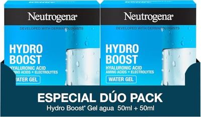 Neutrogena Hydro Boost Gel de água (pack de poupança de 2 x 50 ml), creme hidratante facial adequado para peles sensíveis, hidrogel com ácido hialurónico
