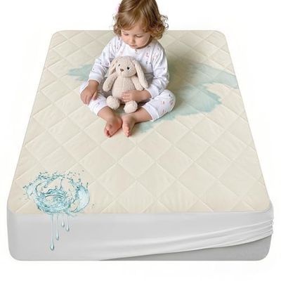 Kosiy Lofe Organic Cotton Fitted Crib Matt Ress Protector Vattentät – Infant Andningsbar Crib Mattress Pad – Småbarn Baby Crib Mattress Cover