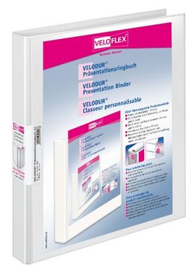 Veloflex VELODUR Presentation Binder – White Polypropylene (PP) (Polypropylene (PP) Ring Binders, A4, White, 100 Sheets, 80 g/m², 5/8)