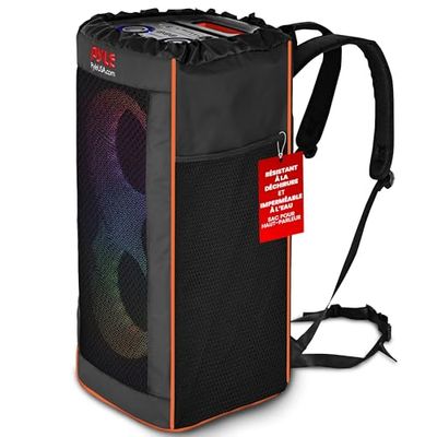 Pyle Sac Étanche pour Enceinte Portable, Housse de Transport Anti-Déchirure avec Bretelles Sac à Dos, Poches Latérales & Cordon de Serrage, Compatible Haut-Parleur Bluetooth PPHP26BL & Plus