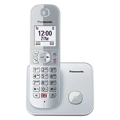 Panasonic Dual-Micro/Nano KX-TG6851GS draadloze telefoon (tot 1.000 telefoonnummers vergrendelen, overzichtelijke lettergrootte, luide telefoon, full-duplex handsfree) parelzilver