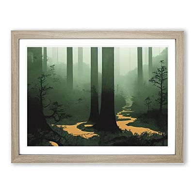 Otherworldly Forest H1022 Framed Print for Living Room Bedroom Home Office Décor, Wall Art Picture Ready to Hang, Oak A2 Frame (64 x 46 cm)