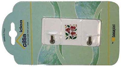 Basaplast BAS038 2 Ganchos, baño y Cocina, Pared, Aluminio y PVC, florado