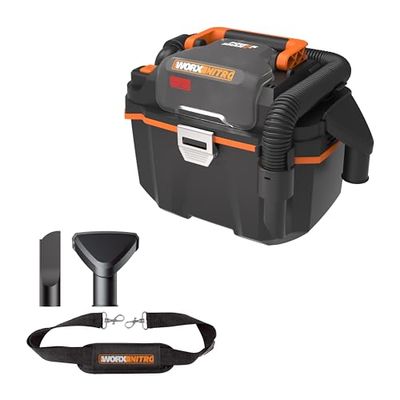 WORX Nitro Aspirateur sans Fil Eau et poussières Brushless 20V WX031.9, Moteur 300W, réservoir 11L, livré avec buse Large, suceur Plat, Tuyau Flexible, bandoulière, sans Batterie ni Chargeur