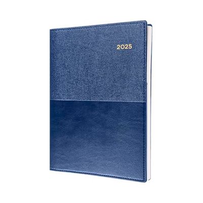 Collins Valour - Agenda 2025 – Agenda diaria A5 por página (con citas) – azul marino – (VAL251.59-25) – Agenda diaria profesional con cubiertas de piel sintética de doble textura
