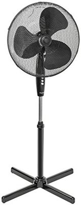 Bestron ASV45Z Staande ventilator met drie snelheden, ventilator met 75° oscillatiefunctie en in hoogte verstelbaar tot 122 cm, Ø 45 cm, 45 W, kleur: zwart