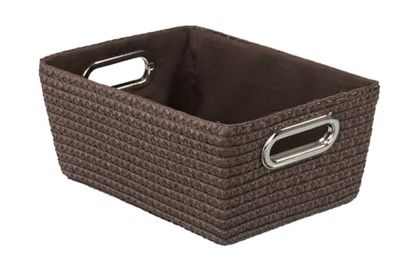Wenko Chromo - Cesta para el baño y el hogar de plástico Tejido, 28 x 12 x 19.5 cm, Color marrón