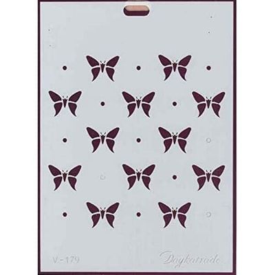 Dayka Trade Stencil with Butterflies and Dots, Multi-Colour, Taglia Unica