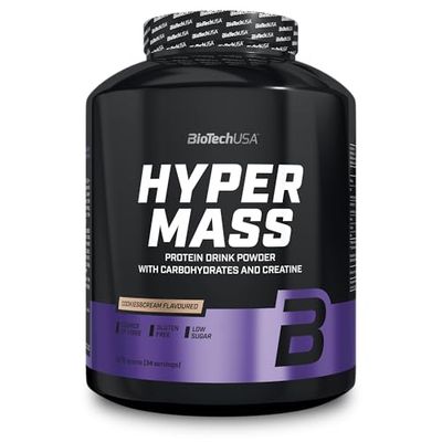 BioTechUSA Hyper Mass - Mass Gainer with Carbs & Protein Blend | Micronised Creatine | Gluten-Free, 2.27 kg, Cookies & Cream