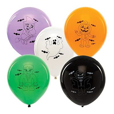 Baker Ross FX227 Halloween Balloons - Pack of 10, Latex Colored Party Decoration Supplies for Kids