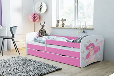 Lit babydreams 2 Rose Fée et Papillons tiroir et Matelas Inclus 140/70