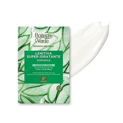 Bottega Verde - Estratti di Bellezza, Maschera Viso Monodose Super Idratante, 8 ml, Lenitiva, Doposole, con 20% di Succo di Aloe, per Tutti i Tipi di Pelle