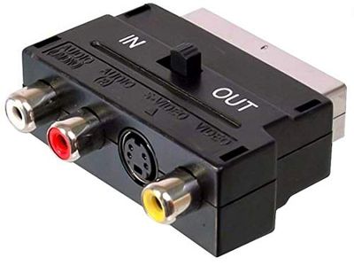 PremiumCord - Adattatore SCART-3x RCA + S-Video con Interruttore on/off