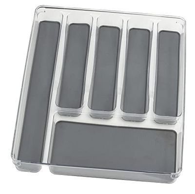 Wenko Portaposate a 6 scomparti - Inserto posate per cassetti, PET, 32 x 4.5 x 40 cm, Trasparente