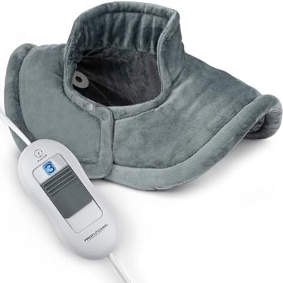 ProfiCare PC-SNH 3097 verwarmingskussen voor schouder/nek, langdurige en kalmerende warmte, ideaal alternatief voor een extra zacht verwarmingskussen voor oppervlakken, 3 temperatuurniveaus instelbaar, grijs, 52 x 50 cm