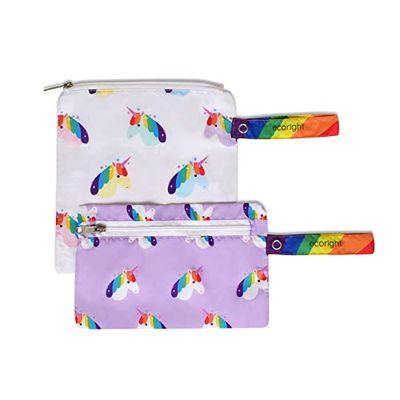 Eco Right Tejido 100% reciclado Bolsa reutilizable merienda y sándwiches de doble capa lavable - Fácil de limpiar | Cremallera de fácil apertura | Pack de 2