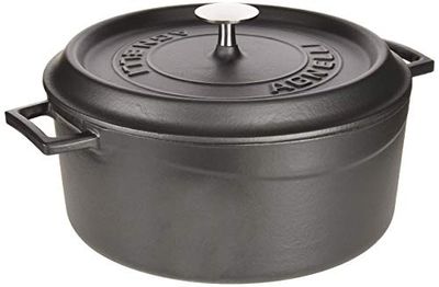 Pentole Agnelli COGHSRP10424M Slowcook Casseruola con Maniglie e Coperchio, Ghisa, Nero Opaco, 4.5 L - 24cm