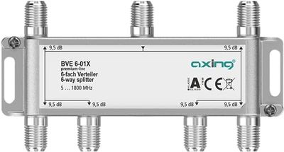 Axing BVE 6-01X - Distribuidor de 6 vías, 9,5 dB, 5-1800 MHz, TV, Datos, Internet