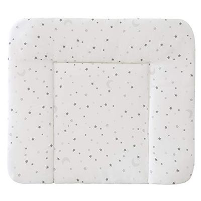 roba Skötbädd Stjärncharm grå - Baby skötbäddsöverdrag 85 x 75 cm - PU-belagd - Avtorkningsbart skötbäddsöverdrag - Vit