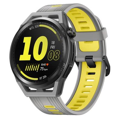Huawei Watch GT Runner 46 mm Smartwatch, dubbla band GNSS med 5 system, exakt pulsmätning, vetenskapligt löpprogram, AI-löptränare, grå, tysk version