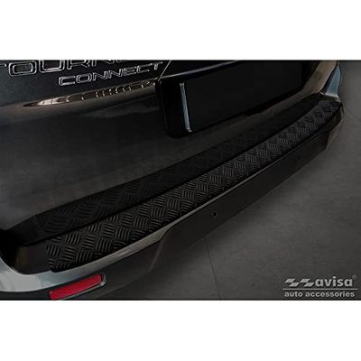 Matt Black Aluminum Rear bumper protector compatible with Ford Tourneo Connect/Transit Connect 2014-2017 & FL 2017-2022 'Riffled Plate'
