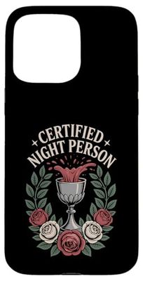 Vintage Gothic Certified Night Person Romantic Vampire Roses Case for iPhone 15 Pro Max