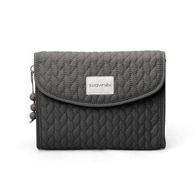 Suavinex, Newborn Baby Toiletry Bag, Sturdy Fabric, Flap Closure with Magnet, Waterproof, for Organizing and Carrying Baby Grooming Accessories, Practical and Comfortable, Easy to Clean, Grey, Grey,