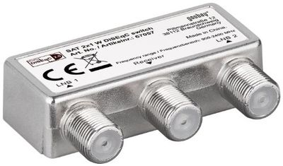 Wentronic 67057 - Conmutador para antena satélite (2 entradas, 1 salida), plateado (importado)