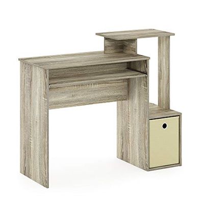 Furinno Econ Multipurpose Home Office Computerbureau d'Écriture Informatique W/Bin, Sonoma Oak/Ivory, One Size
