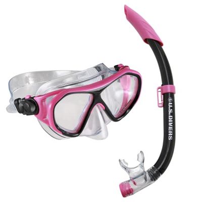 U.S. Divers Dorado JR Kids Snorkel Combo Dorado - Small, Rosa/Negro