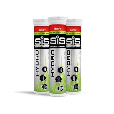 Science In Sport Hydro Hydration Tablets, Gluten-Free, Zero Sugar, Berry Flavour Plus Electrolytes, 20 Effervescent Tablets per Bottle (3 Bottles)