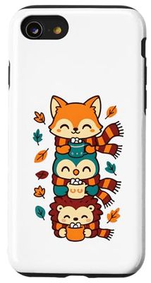 Foulard d'automne Motif Renard, Chouette, hérisson, Cacao Chaud Coque pour iPhone SE (2020) / 7/8