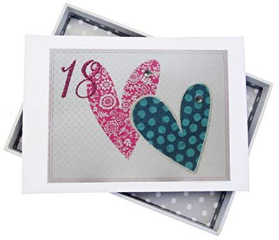 White Cotton Cards SSHA18T Mini "18" Patterned Hearts Birthday Photo Album