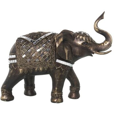 Alexandra House Living Decoratief figuur, goudkleurig, kunststof, olifant, 13 x 28 x 23 cm