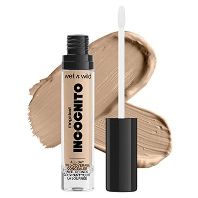 wet n wild, Megalast Incognito Full-Coverage Concealer, Correttore Riccamente Pigmentato, Modulabile da Medium-to-Full, Finito Opaco, Formula Nutritiva e Idratante, con Burro di Karitè, Medium Neutral